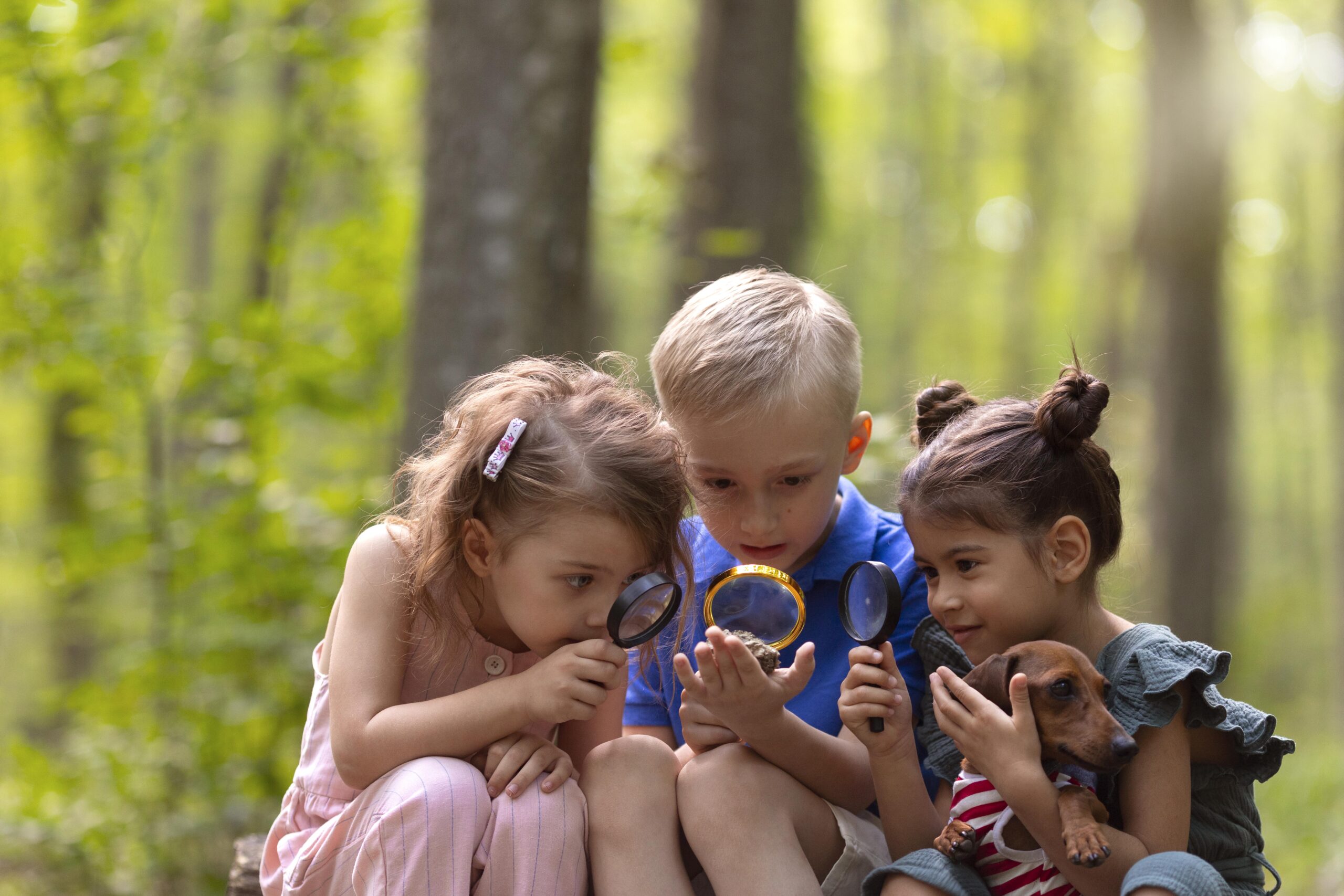 Curious kids participating in a treasure hunt, showcasing the vibrant and dynamic nature of the children's activity sector and its role in promoting holistic development and growth